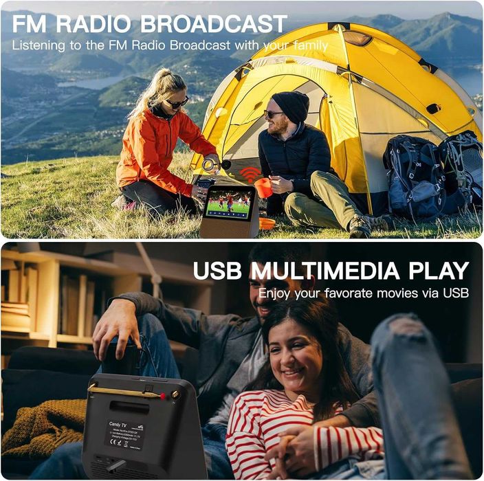 Преносим телевизор- мултимедия HassoKon, DVB-T2 , DAB+, FM, USB, акум