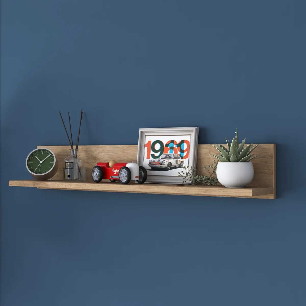 Декоративен стенен рафт Puzzle-home 2637, ПДЧ, Два цветови варианта