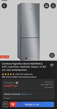 Combină frigorifică Bosch KGE49AICA 419 L VitaFresh