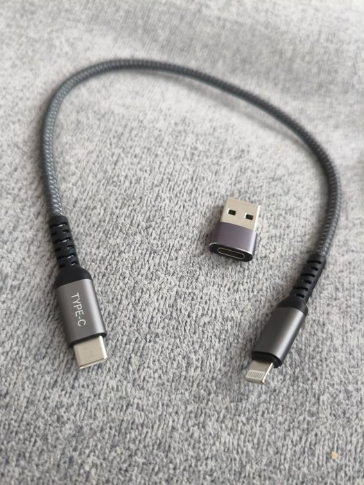Cablu USB-C la Lightning 0.3M cu adaptor USB-A