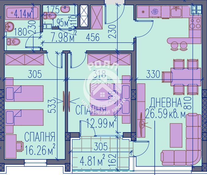 2-стаен в Пловдив-Каменица 2 площ 107 цена 139120