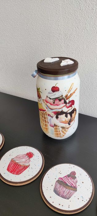 Borcan decorativ pentru bucatarie cu dovleci