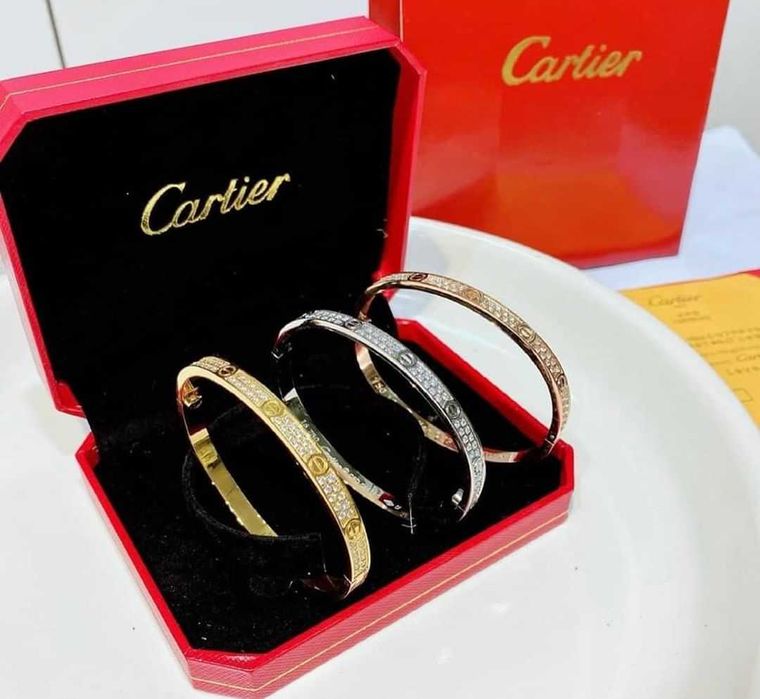 Brățară Cartier LOVE din aur alb 750 model subțire full diamond