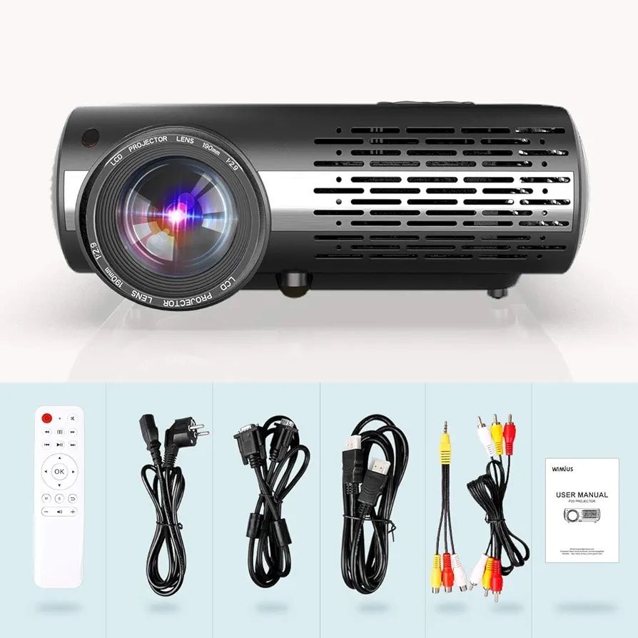 WiMiUS - P20, Native 1080P проектор4K Dolby поддръжка, ±50°трапецовидн