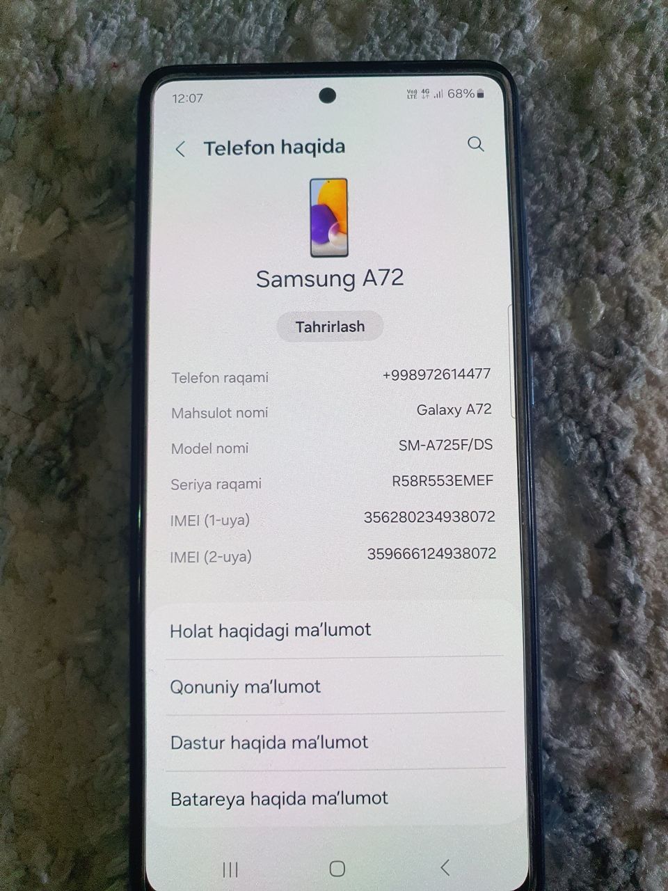 Samsung A72 ideal