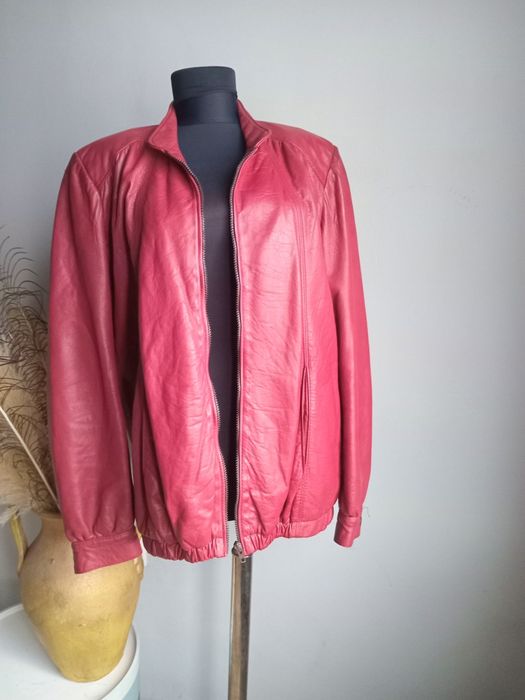 Geaca burgundy din piele naturala moale