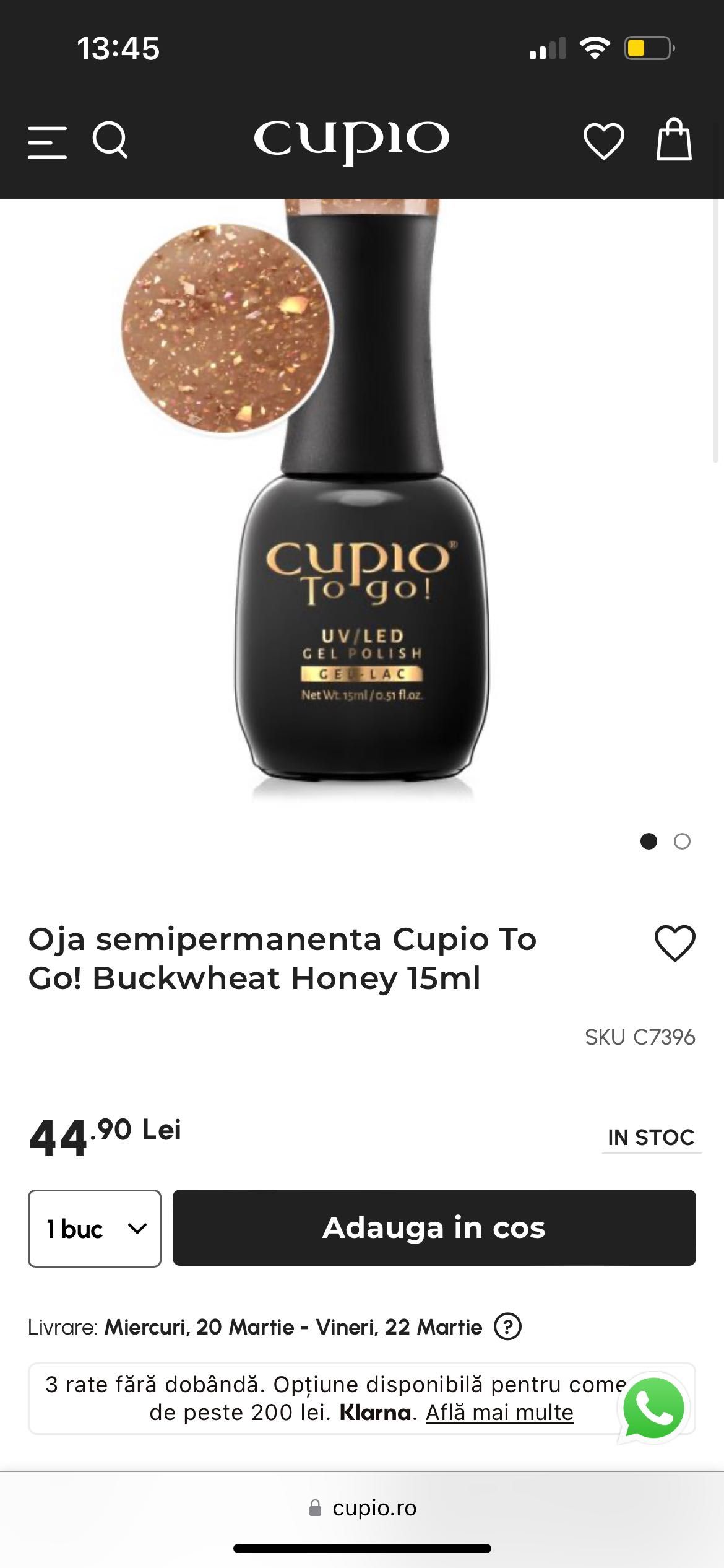 Oja semipermanenta Cupio nude cu particule aurii - Buckwheat Honey