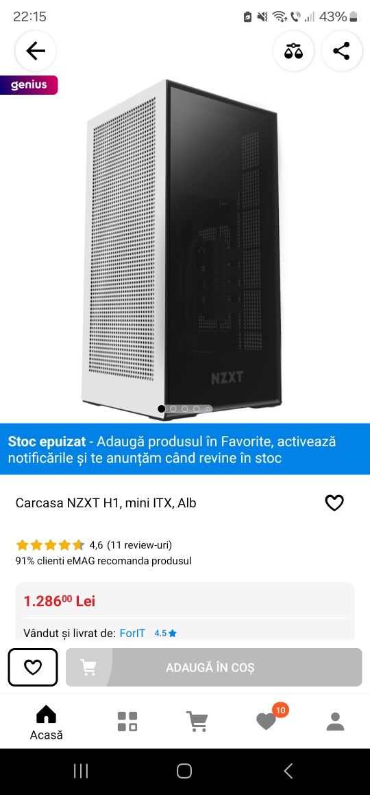 Carcasa gaming NZXT H1 mini ITX sursa 650W AIO 120mm