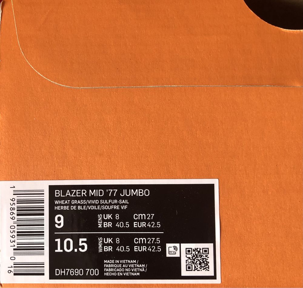 НОВИ Nike Blazer Mid 77 Jumbo ОРИГИНАЛНИ мъжки маратонки 42,5/44/44,5