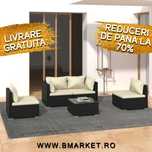 Set mobilier de gradina/terasa canapea/coltar 5 piese Negru Ratan ROTO