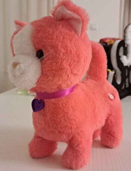 NORIEL - Pisica plus, merge, miauna, canta, da din coada, roz, 30 cm