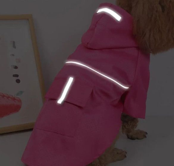 Дъждобран за кучета с качулка, размер XL, червен, светлоотразителни л