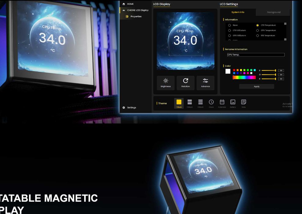 Водно охлаждане GAMDIAS CHIONE P5-360 WH AIO ARGB -3.4” IPS LCD, 360mm