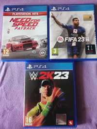 3 Jocuri PS4: WWE 2k23, Fifa23, Need for Speed Payback