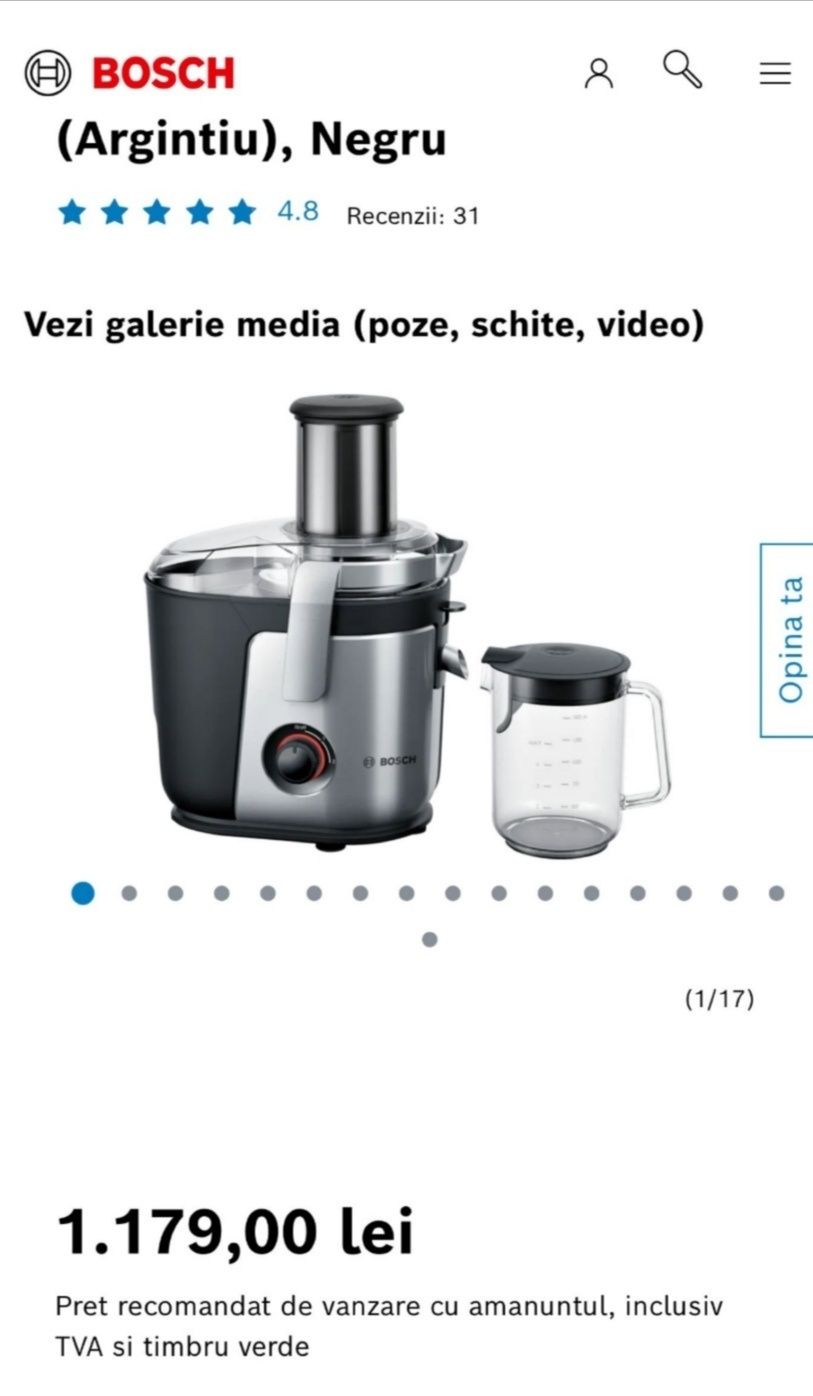 Storcător de fructe și legume BOSCH