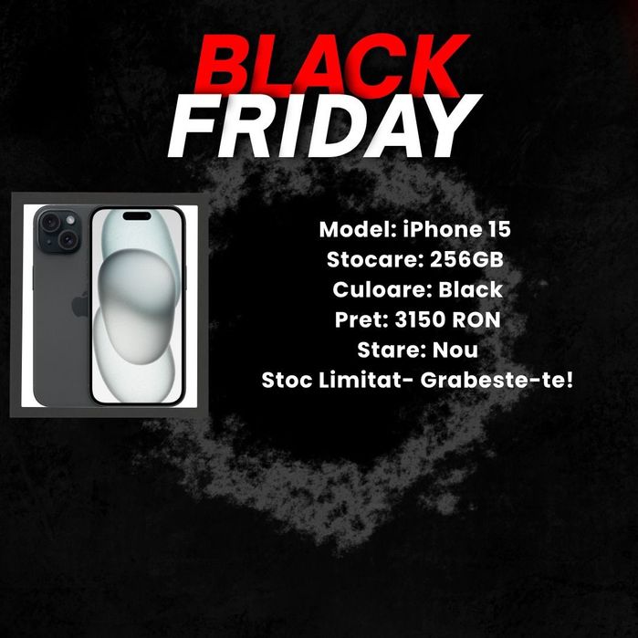 Black Friday!!! iPhone 15 256gb Black Neverlocked/Garantie