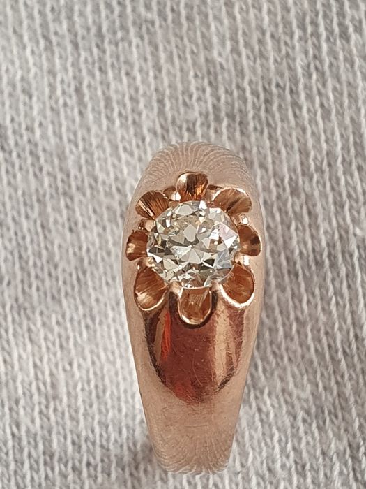 Inel unisex ghiul Gypsy aur roz diamant natural taietura veche 0,52CT