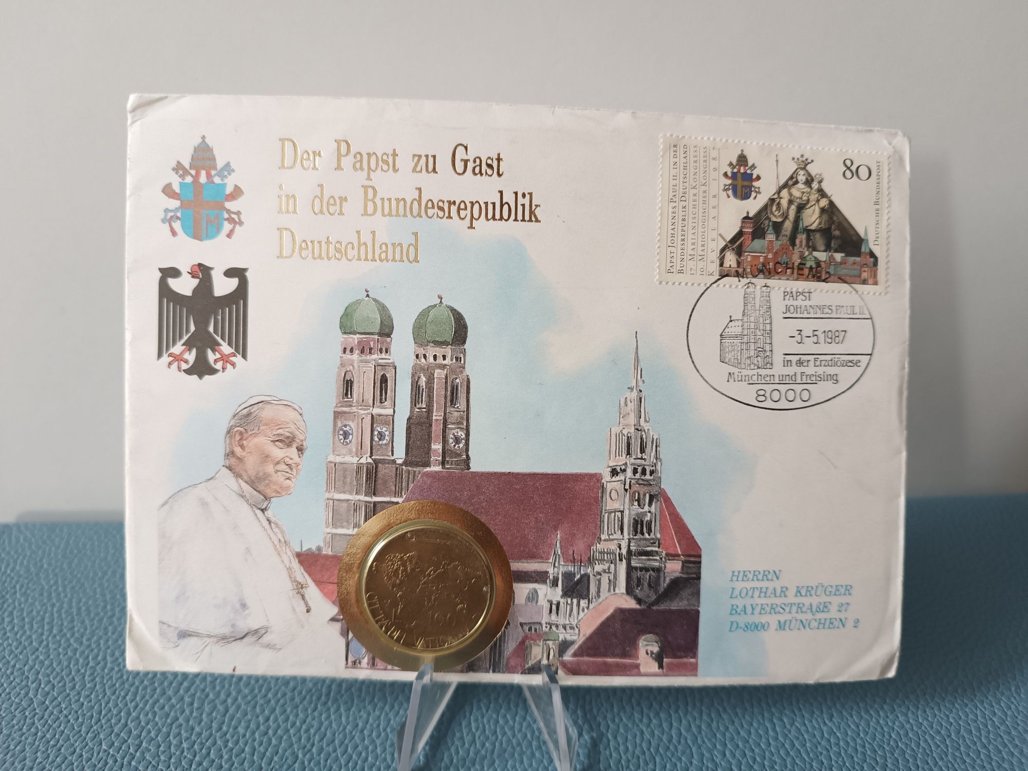 FDC Vatican + moneda 100 lire 1987 Vatican