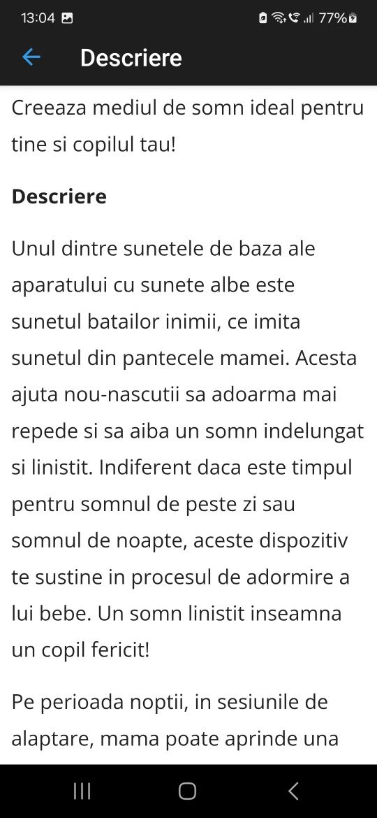 Dispozitiv sunete albe  pentru bebeluși, copii, adulți