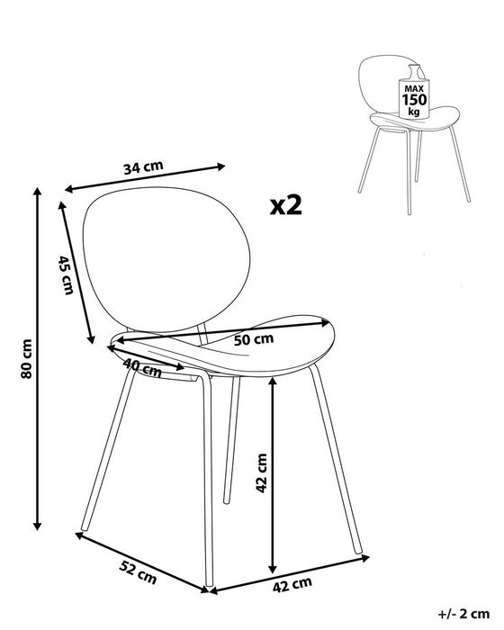 Set 2 scaune living/dining calitate Beliani
