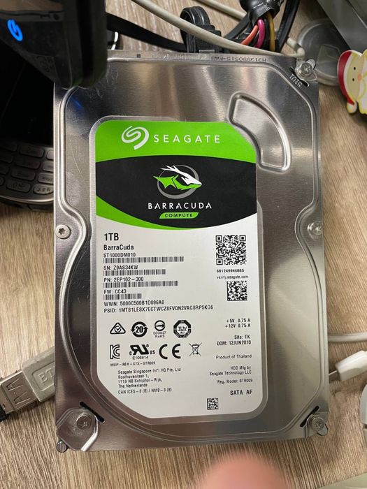 Жёсткий диск Seagate Barracuda, 1TB, HDD, SATA III