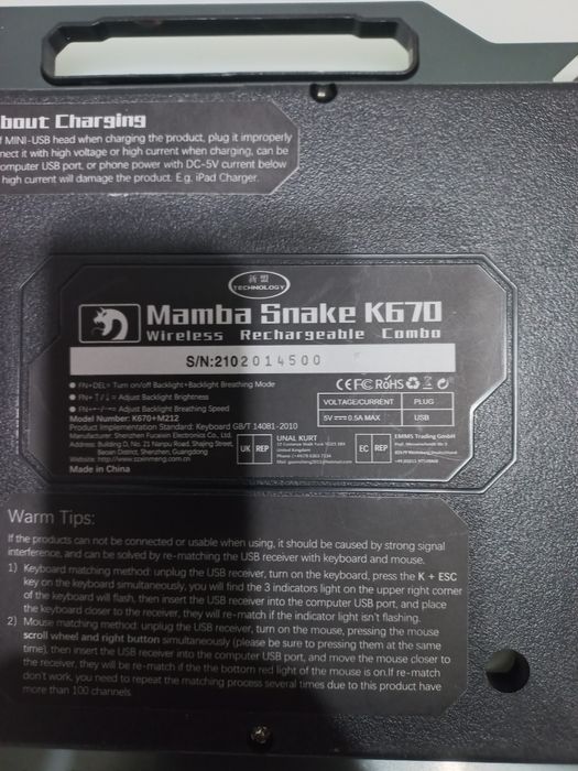 Tastatura Mamba Snake K670 lumini wirelles