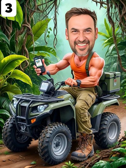 Карикатура по поръчка с ваша снимка и с рамка.