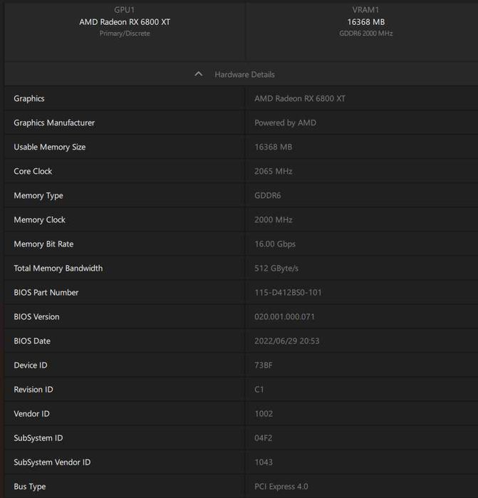 Placa Video AMD Radeon RX 6800 XT Asus TUF