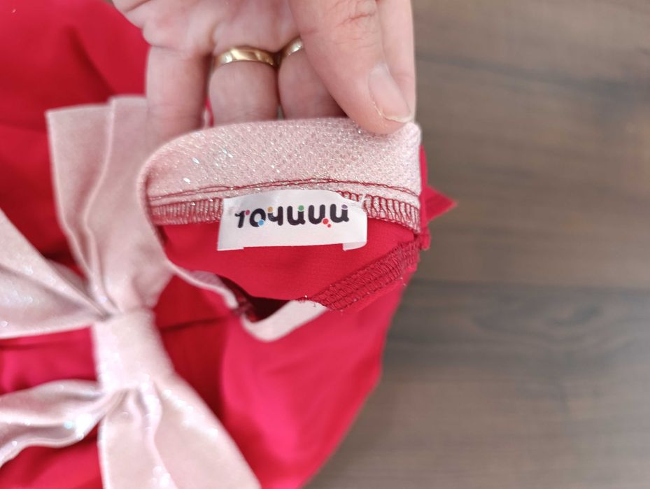 Детска рокля точици/коледна/червена