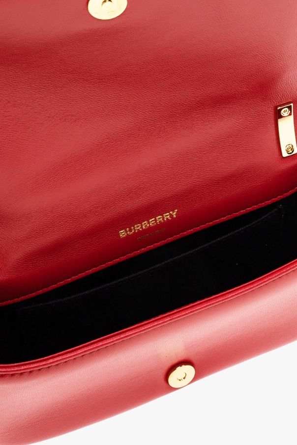 BURBERRY Lola малка яркочервена чанта естествена кожа златист синджир