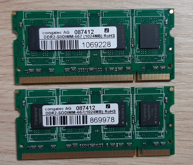 2x 1GB DDR2 Memorie ram SODIMM marca CONGATEC pt laptop, 667Mhz