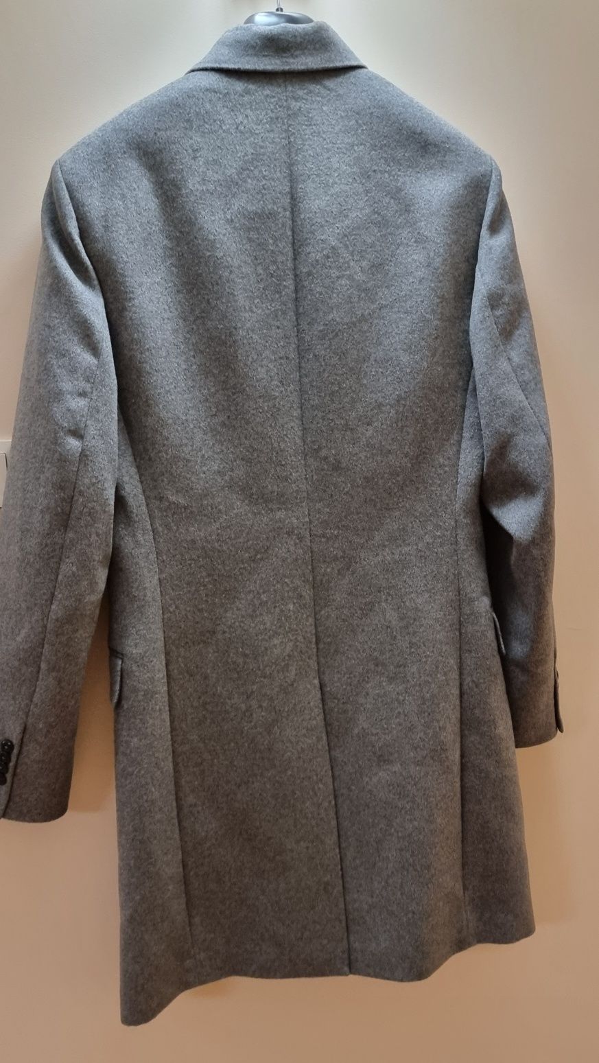 Ново сиво вълнено мъжко палто Mango размер S