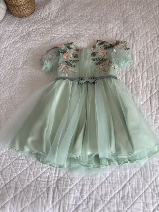 Set rochii mama-fiică – verde deschis, unicat, mărime S și 4 ani