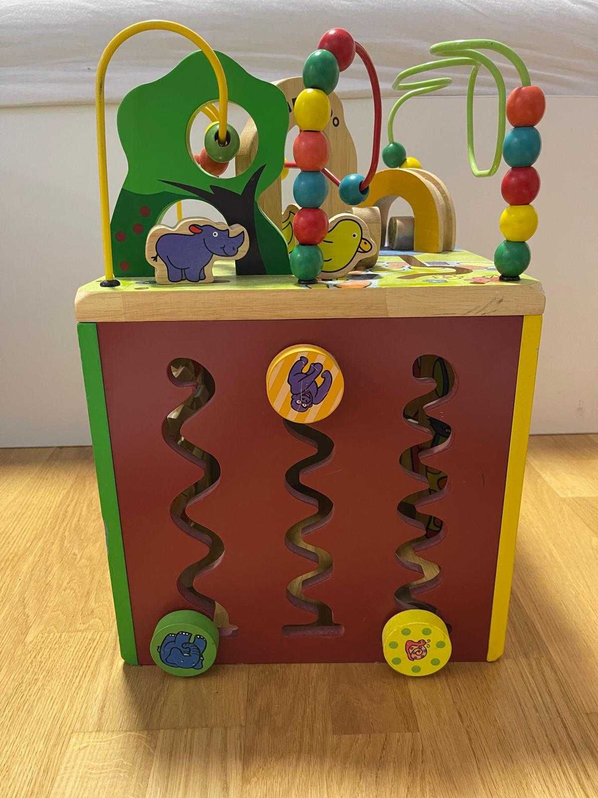 Cub educational pentru copii 5 in 1 - lemn