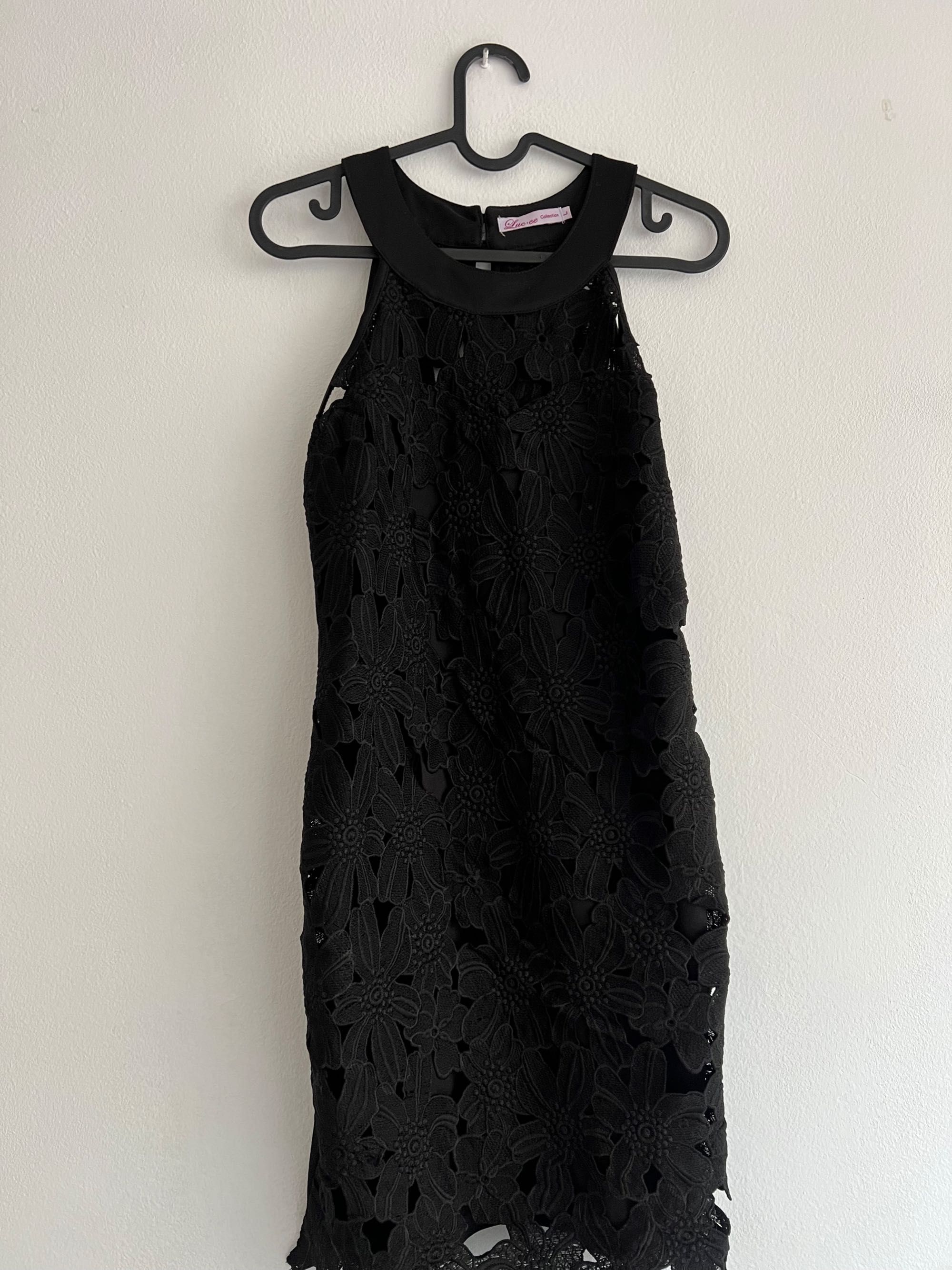 Черна рокля с дантела, размер L