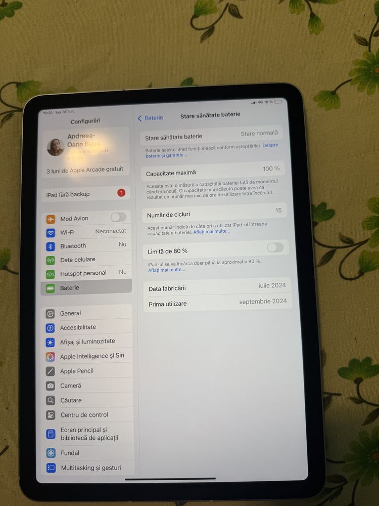 Vand Apple iPad Air 11" (2024), 128GB, Cellular, Blue