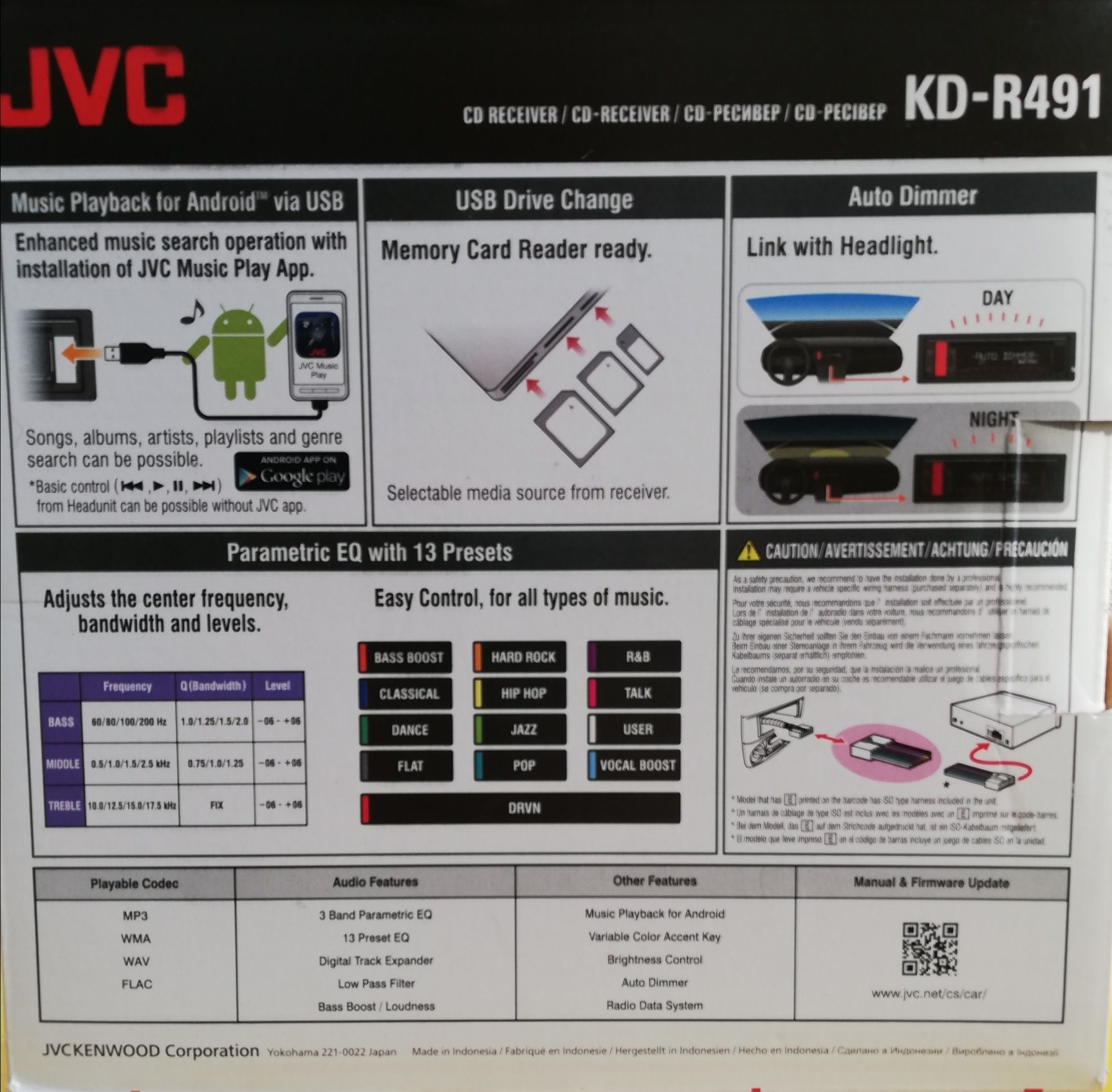 Radio CD auto JVC KD-R491