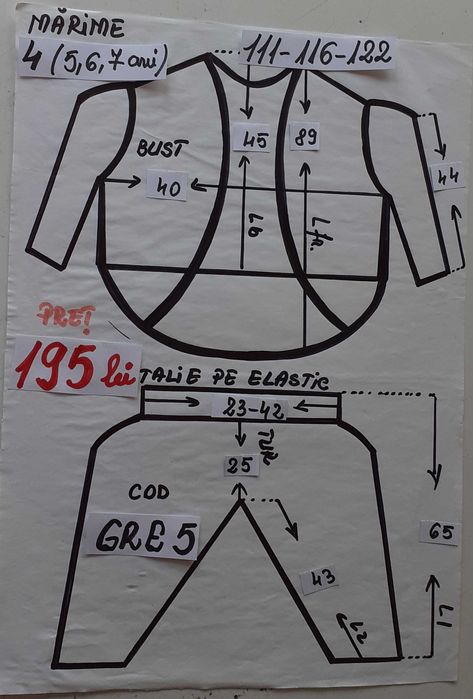 Costum greiere pentru copii marimile 3 si 4 (5-6-7 ani)