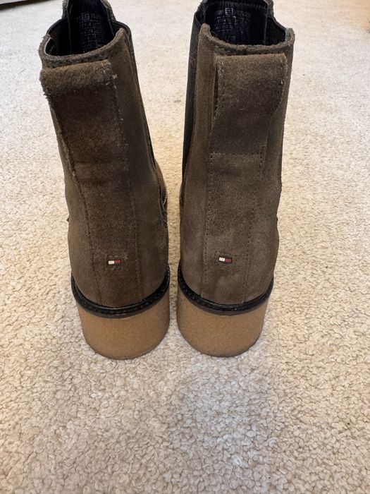 Ghete scurte din piele intoarsa, kaki, marimea 38