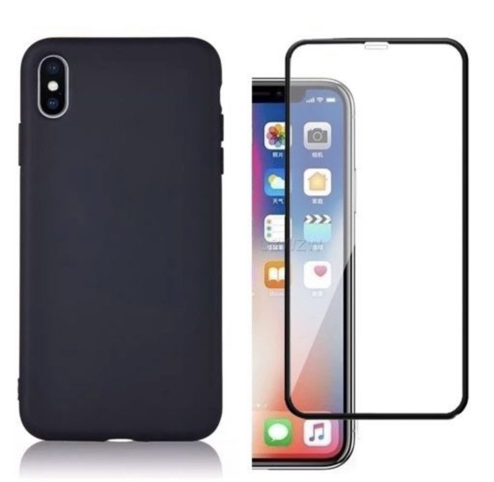 Husa Silicon Guardian cu Catifea si Folie Sticla 21D Iphone X XS XR