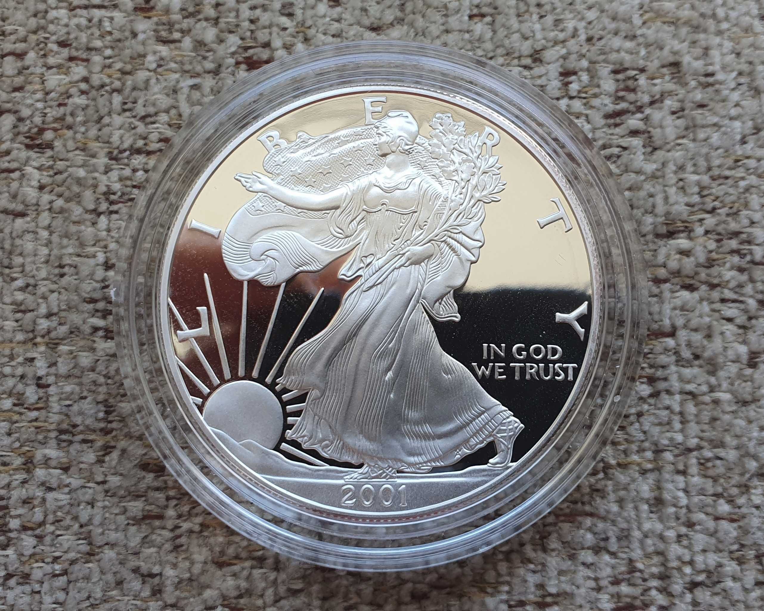 Американски сребърен долар 2001 , Колекционерски Proof , Нециркулиран