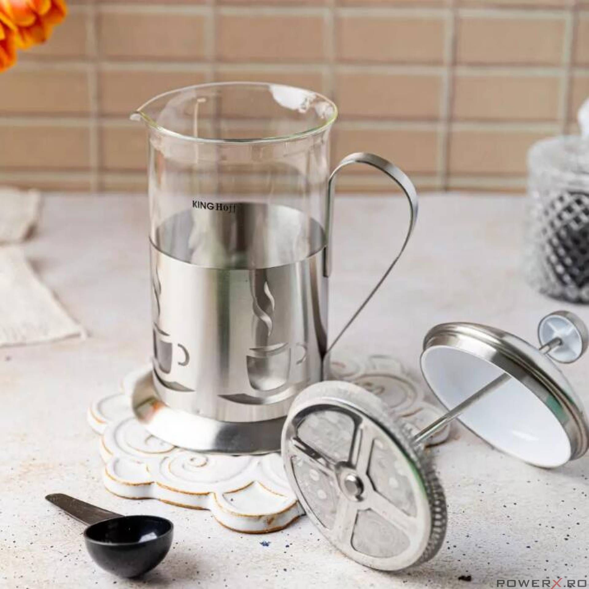 Infuzor pentru ceai si cafea, ceainic cu presa, capacitate 800 ml, din