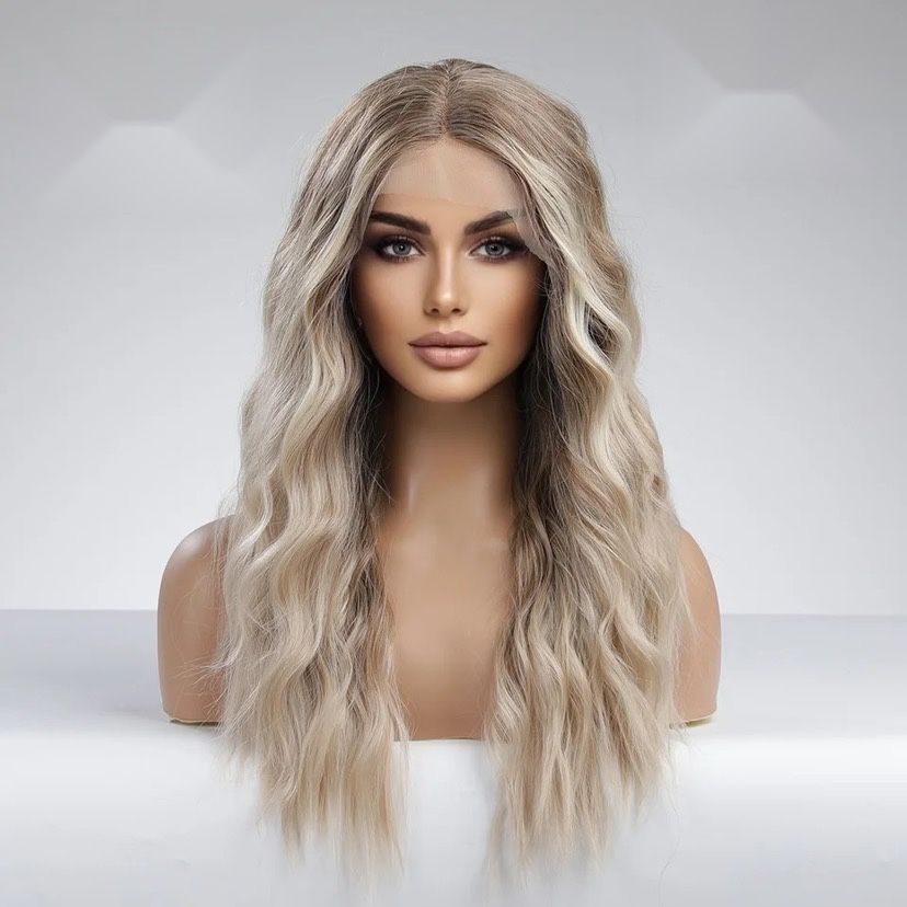 Peruca R55 Blonda Gri Front Lace Ombre Silver blond platinat
