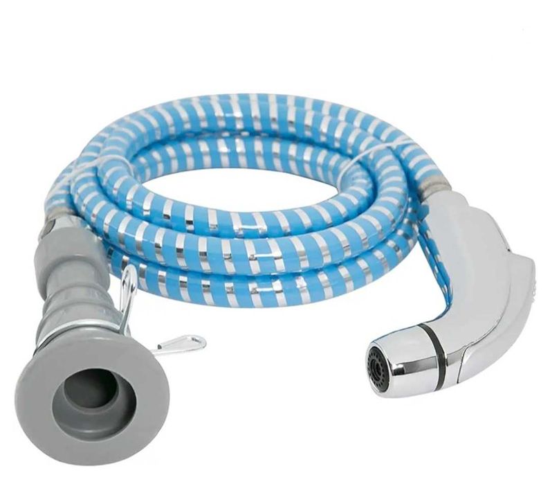 Duș de voiaj cu buton, ce poate fi folosit în mai multe moduri