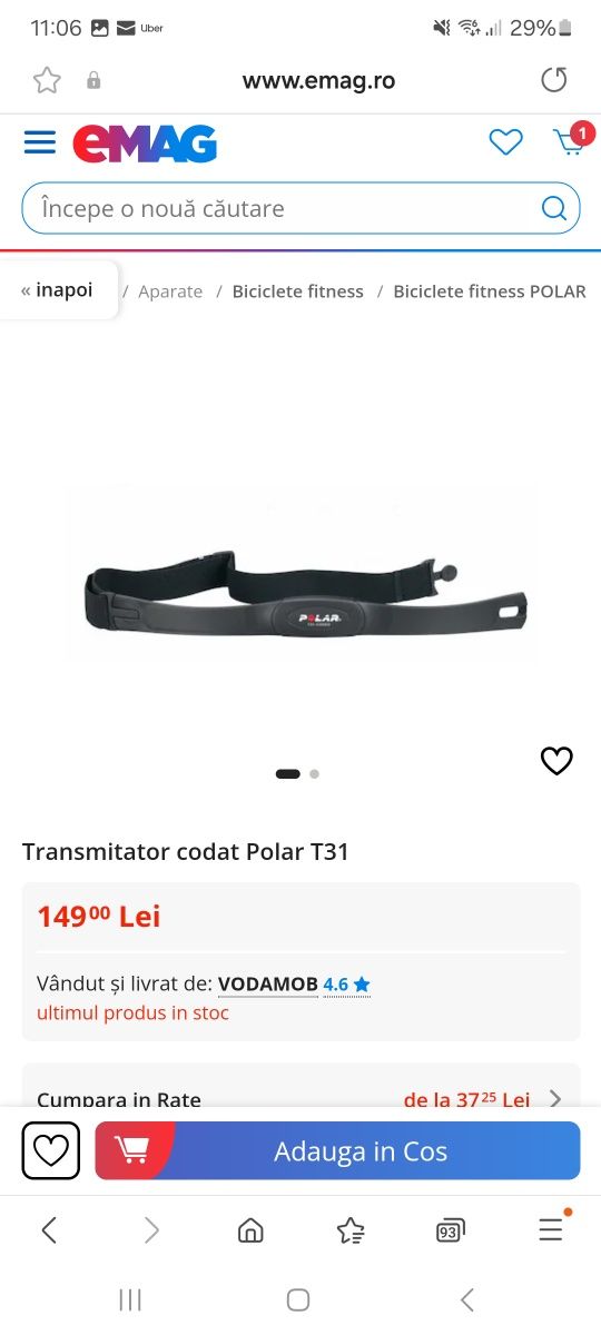 Polar T31 Codat Coded Nou Centura curea transmitator ritm cardiac