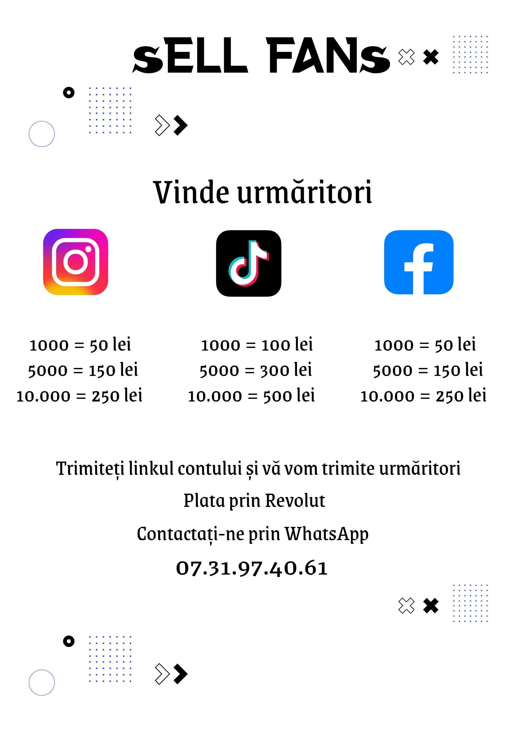 Promovare Instagram , TikTok , facebook