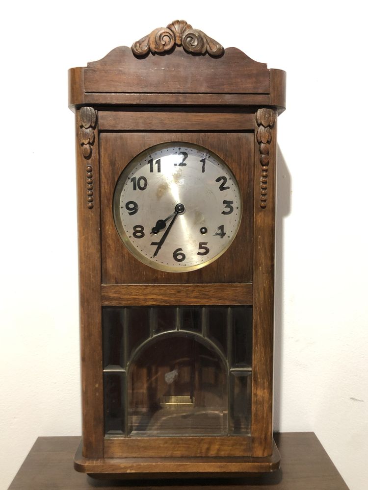 Pendulă Vintage din Lemn; Ceas Vechi Perete; Obiect Decor