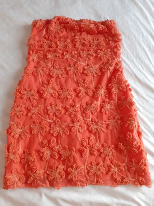 Rochie portocalie cu floricele