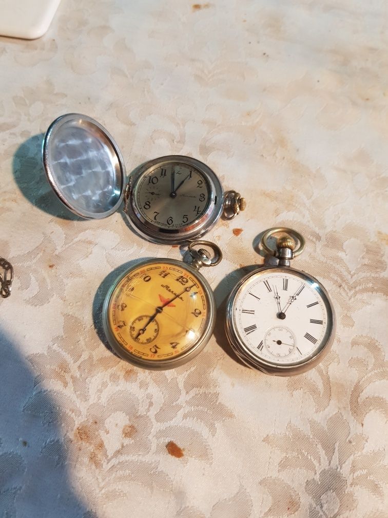 Сребърен джобен часовник стар часовник
