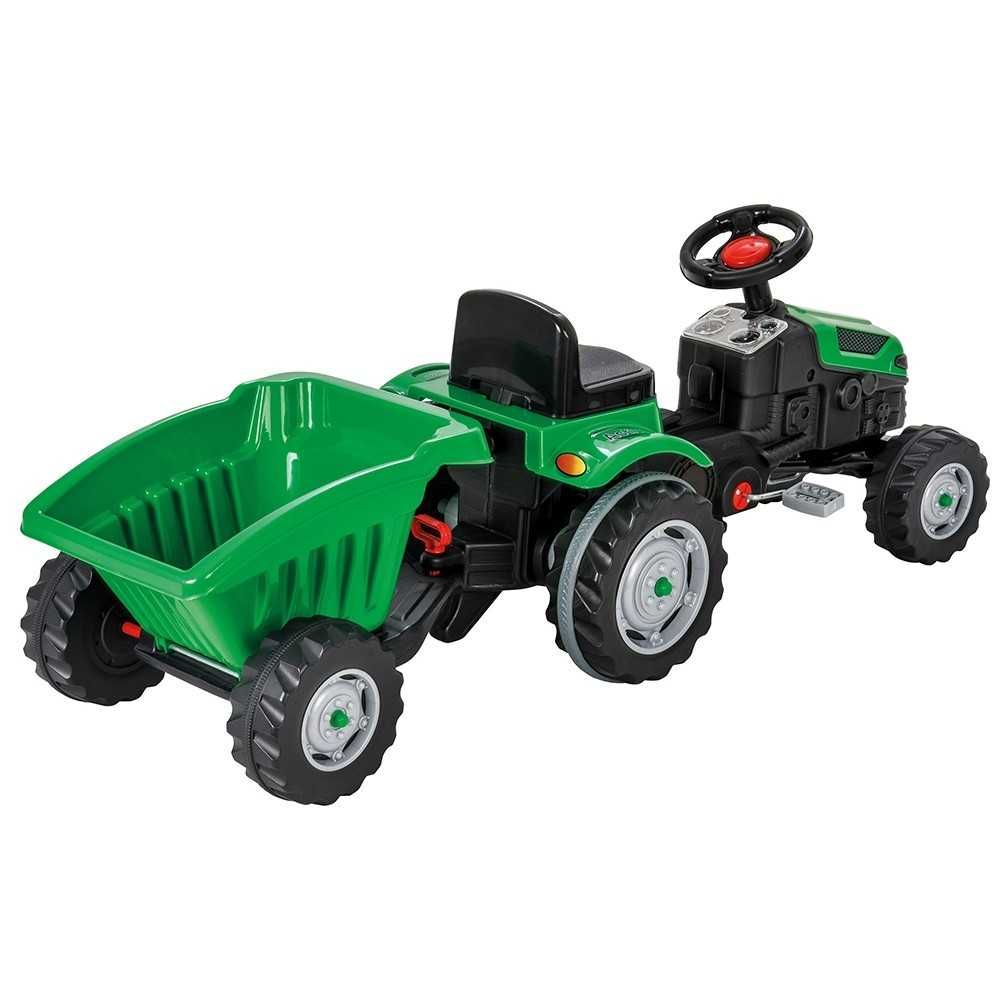 Tractor Tractoras Copii cu Pedale + Remorca Verde LIVRARE GRATUITA